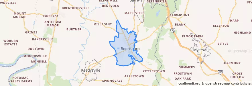 Mapa de ubicacion de Boonsboro.
