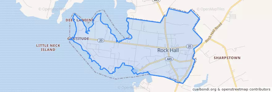 Mapa de ubicacion de Rock Hall.