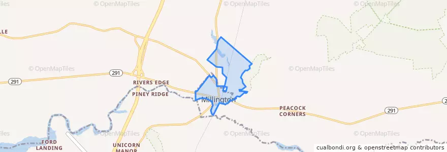 Mapa de ubicacion de Millington.