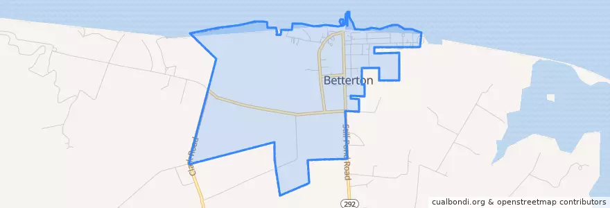 Mapa de ubicacion de Betterton.