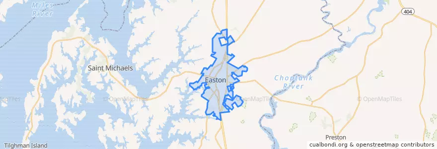 Mapa de ubicacion de Easton.