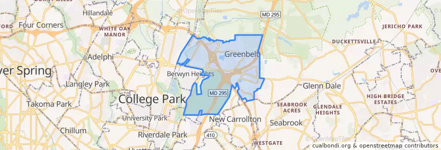 Mapa de ubicacion de Greenbelt.