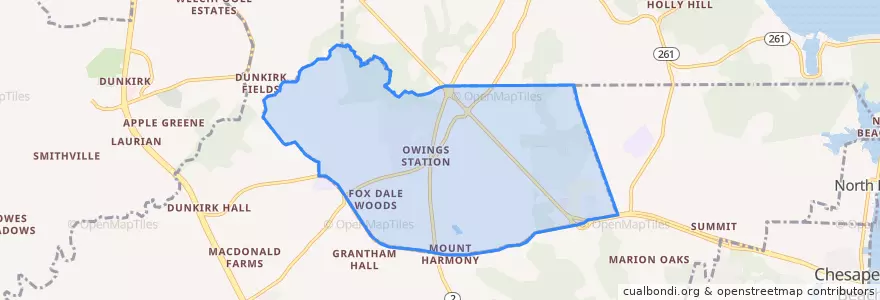 Mapa de ubicacion de Owings.