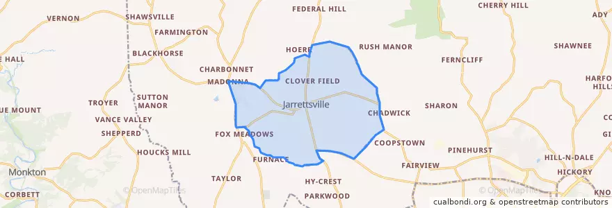 Mapa de ubicacion de Jarrettsville.