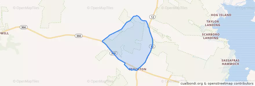 Mapa de ubicacion de Stockton.