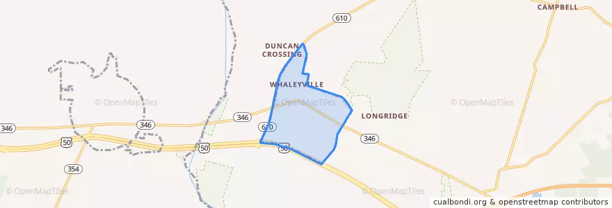 Mapa de ubicacion de Whaleyville.