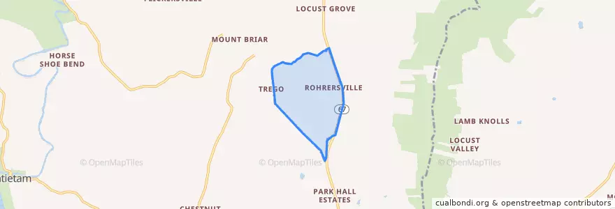 Mapa de ubicacion de Rohrersville.