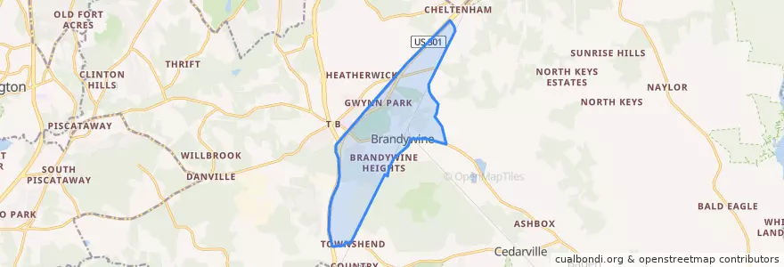 Mapa de ubicacion de Brandywine.