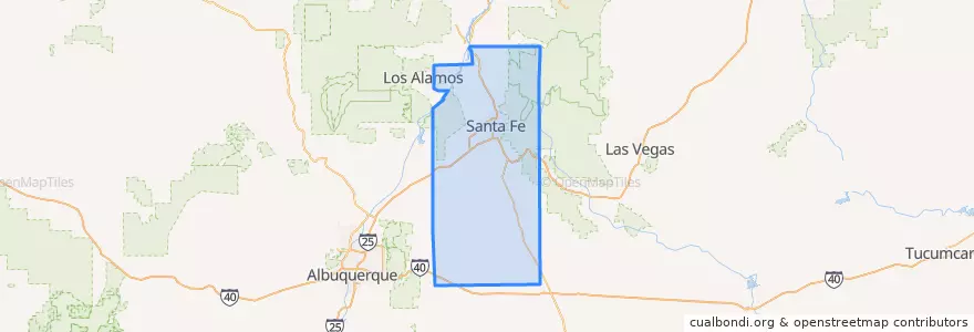 Mapa de ubicacion de Santa Fe County.