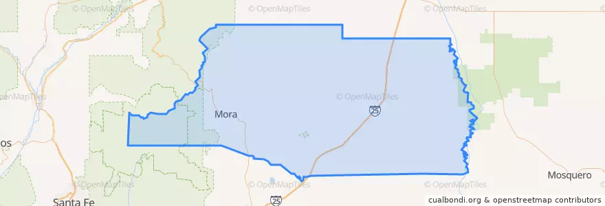 Mapa de ubicacion de Mora County.