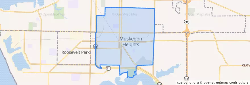 Mapa de ubicacion de Muskegon Heights.