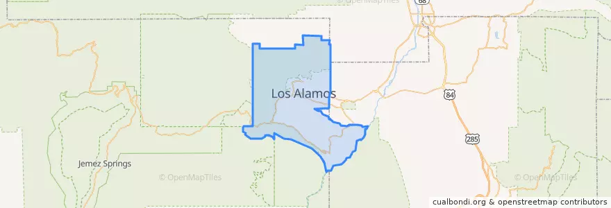 Mapa de ubicacion de Los Alamos County.
