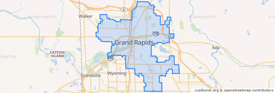 Mapa de ubicacion de Grand Rapids.