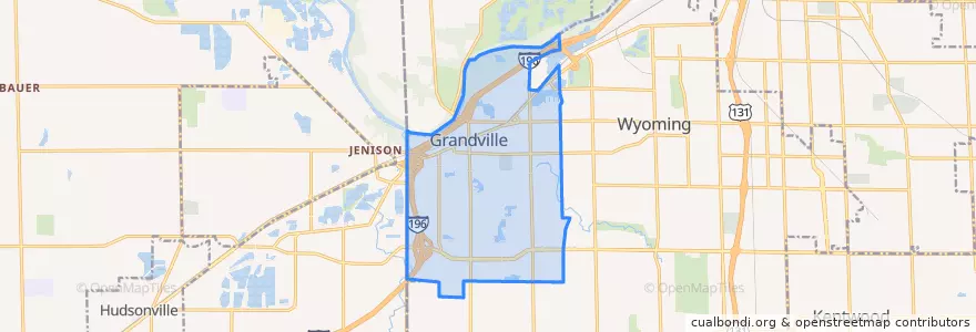Mapa de ubicacion de Grandville.