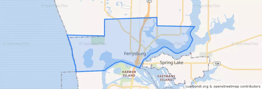 Mapa de ubicacion de Ferrysburg.