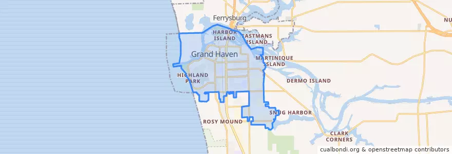 Mapa de ubicacion de Grand Haven.