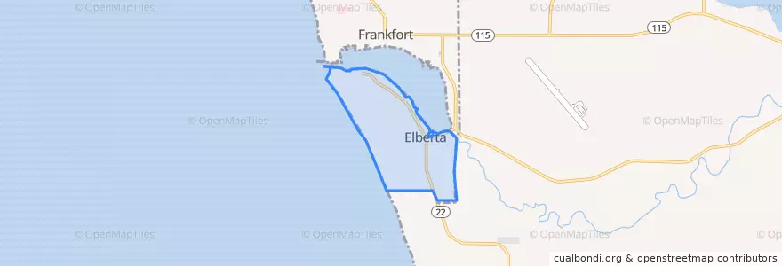 Mapa de ubicacion de Elberta.