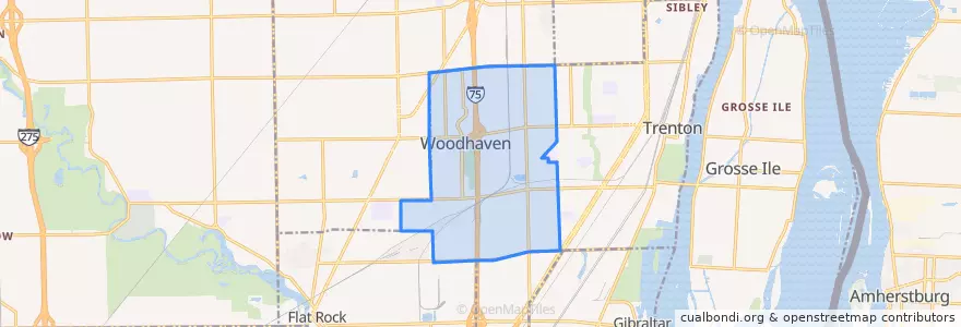 Mapa de ubicacion de Woodhaven.