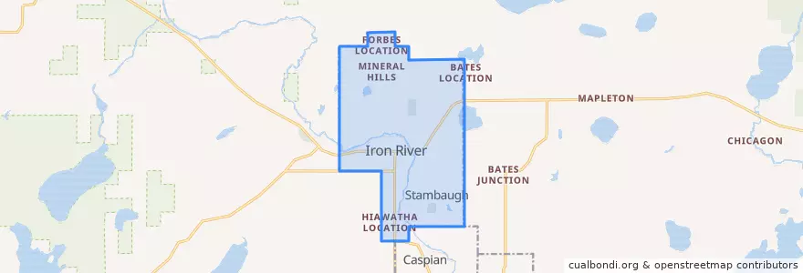 Mapa de ubicacion de Iron River.