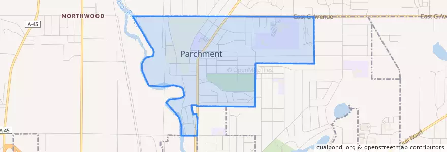 Mapa de ubicacion de Parchment.