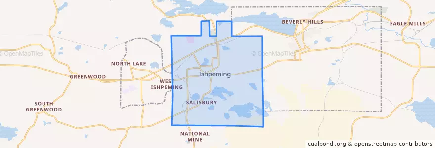 Mapa de ubicacion de Ishpeming.