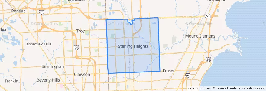 Mapa de ubicacion de Sterling Heights.