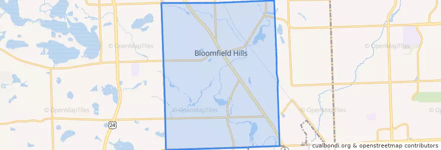 Mapa de ubicacion de Bloomfield Hills.