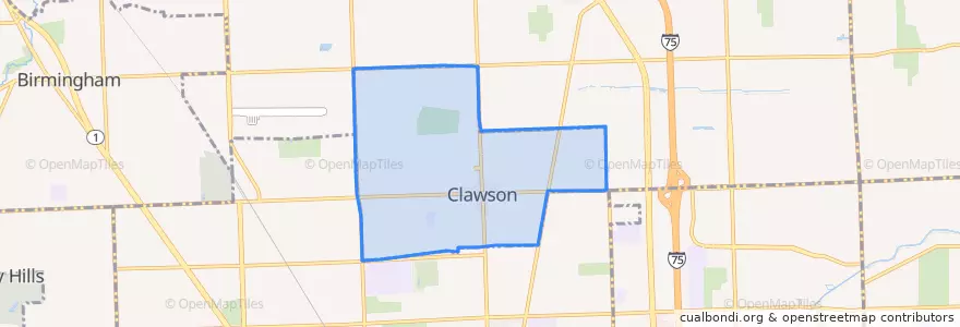 Mapa de ubicacion de Clawson.