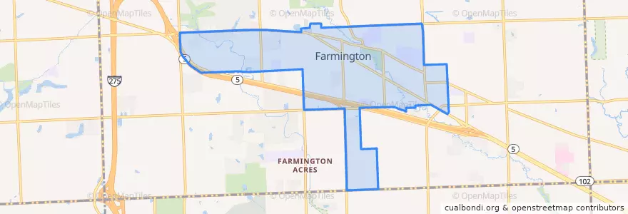 Mapa de ubicacion de Farmington.