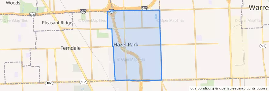 Mapa de ubicacion de Hazel Park.