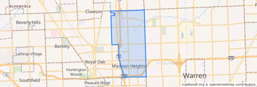 Mapa de ubicacion de Madison Heights.