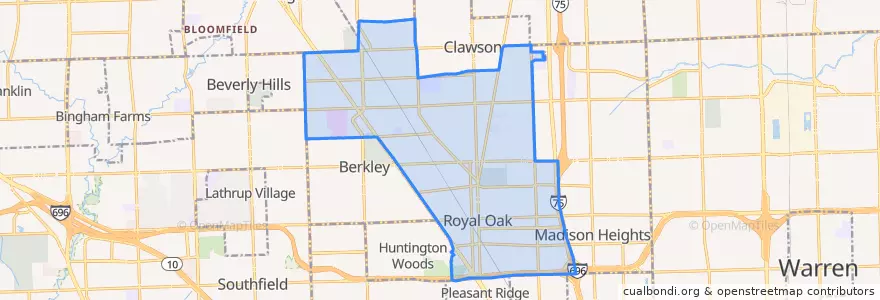 Mapa de ubicacion de Royal Oak.
