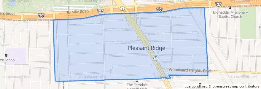 Mapa de ubicacion de Pleasant Ridge.