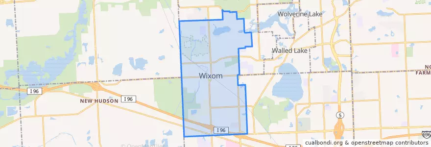 Mapa de ubicacion de Wixom.