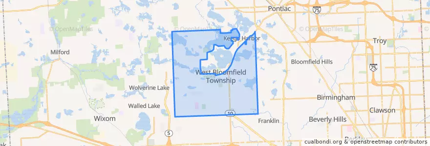 Mapa de ubicacion de West Bloomfield Township.