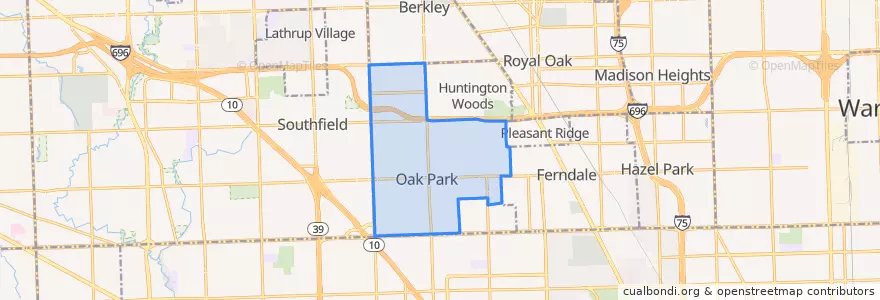 Mapa de ubicacion de Oak Park.