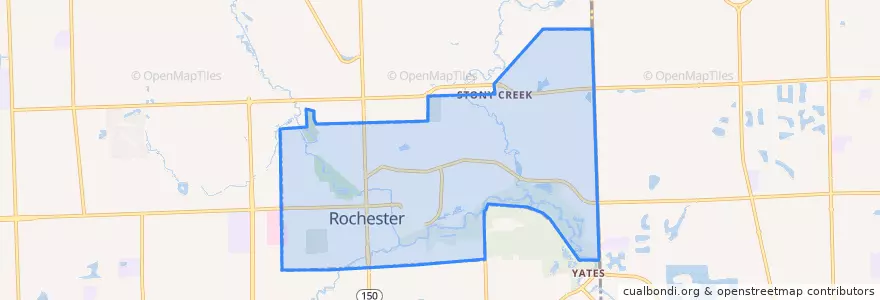 Mapa de ubicacion de Rochester.