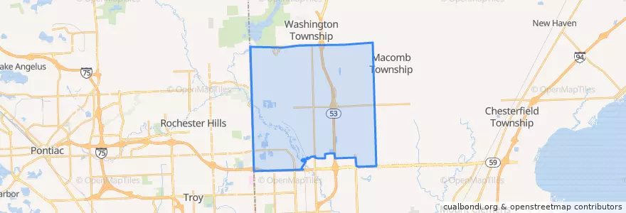 Mapa de ubicacion de Shelby Charter Township.