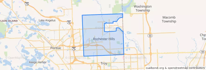 Mapa de ubicacion de Rochester Hills.