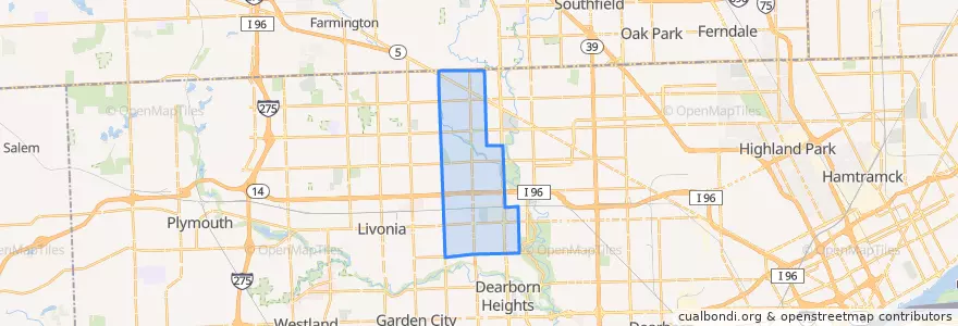 Mapa de ubicacion de Redford Township.