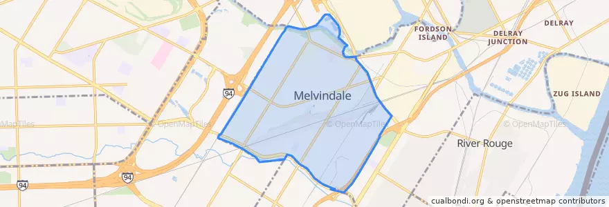 Mapa de ubicacion de Melvindale.