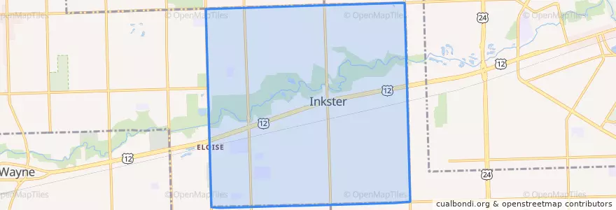 Mapa de ubicacion de Inkster.
