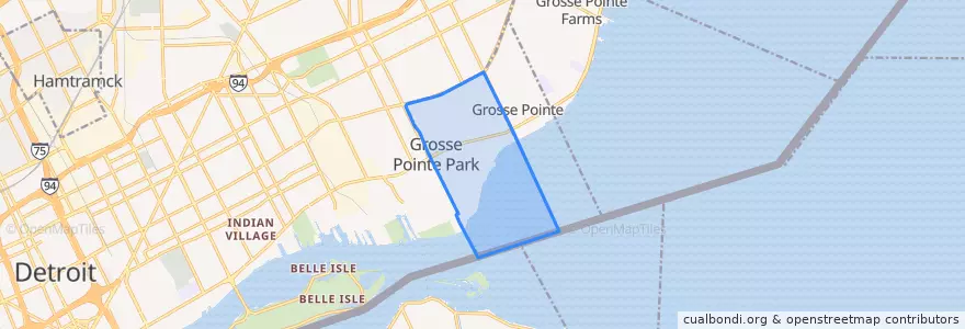 Mapa de ubicacion de Grosse Pointe Park.