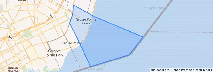 Mapa de ubicacion de Grosse Pointe Farms.