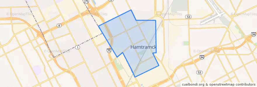 Mapa de ubicacion de Hamtramck.