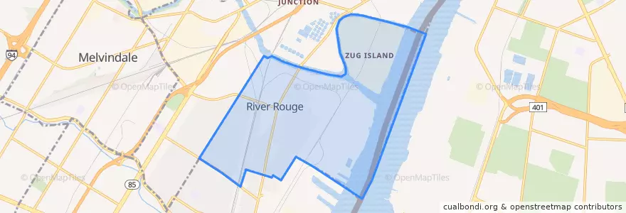 Mapa de ubicacion de River Rouge.