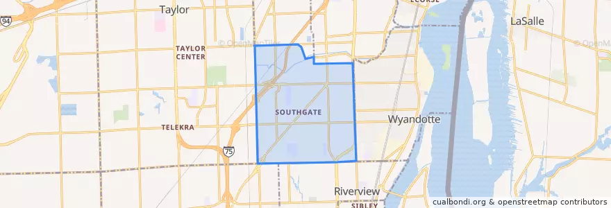 Mapa de ubicacion de Southgate.