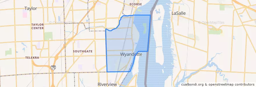 Mapa de ubicacion de Wyandotte.