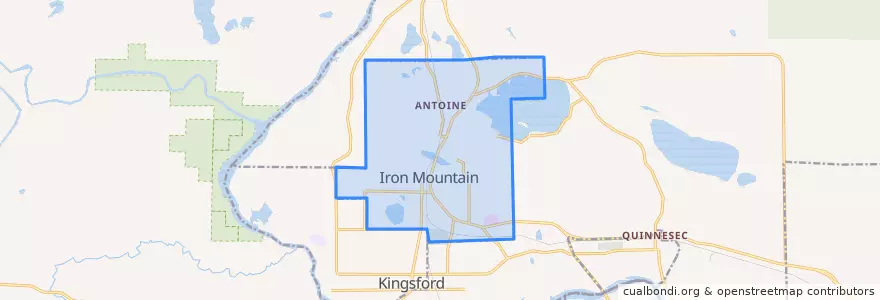 Mapa de ubicacion de Iron Mountain.