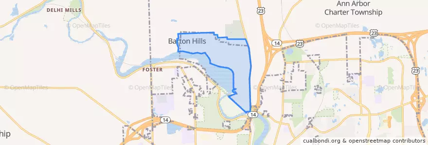 Mapa de ubicacion de Barton Hills.